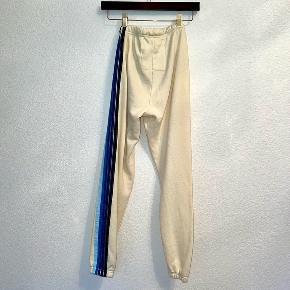 Aviator Nation 5 STRIPE SWEATPANTS - VINTAGE WHITE // BLUE - S - Picture 4 of 5